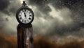 old clock with storm cloud background Royalty Free Stock Photo