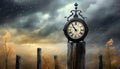 old clock with storm cloud background Royalty Free Stock Photo