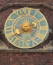 Old clock on tower of the city hall, wroclaw, poland Royalty Free Stock Photo