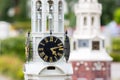 Old clock tower closeup, miniature scene