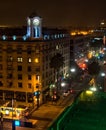 Old Clock tower and downtown city streets