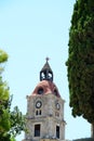 Old clock tower in Rhodes City Greece Royalty Free Stock Photo