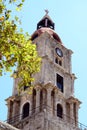 Old clock tower in Rhodes City Greece Royalty Free Stock Photo