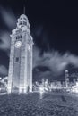 Old clock tower and skyline in Hong Kong city Royalty Free Stock Photo