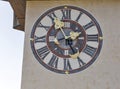 Old clock tower Uhrturm closeup in Graz, Austria Royalty Free Stock Photo