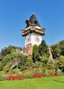 Old clock tower Uhrturm in Schlossberg. Graz, Austria Royalty Free Stock Photo