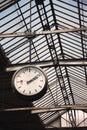 Old clock at a train station Royalty Free Stock Photo