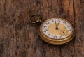 Old clock vintage picture in wood background Royalty Free Stock Photo