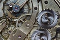 Old Clock Watch Mechanism with gears - close-up Royalty Free Stock Photo