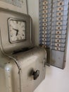 Old clock work badge check machine Royalty Free Stock Photo