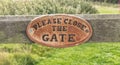 Old close the gate sign, Yorkshire Royalty Free Stock Photo