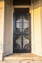 An old closed door on a storefront on a rustic country store Royalty Free Stock Photo