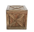 Old closed wooden crate on white Royalty Free Stock Photo