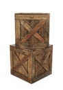 Old closed wooden crates isolated Royalty Free Stock Photo