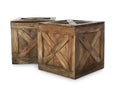 Old closed wooden crates on white Royalty Free Stock Photo