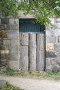 Old closed wooden door Tatev monastery (vanq), Armenia, Hayastan