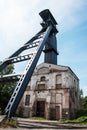 Old coal mine shaft with mining tower Royalty Free Stock Photo