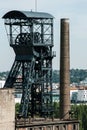 Old coal mine shaft with mining tower Royalty Free Stock Photo