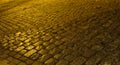 Old cobble stone street rainy night Royalty Free Stock Photo