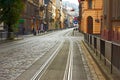 Old cobbled road in Lviv, Ukraine Royalty Free Stock Photo