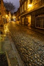 Old cobbled street at night in Norwich Norfolk Royalty Free Stock Photo