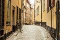 Old cobbled street of Stockholm Royalty Free Stock Photo