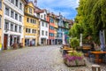 Old cobbled street in town of Lindau and colorful architecture view Royalty Free Stock Photo