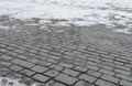 Old cobblestone pavement close-up Royalty Free Stock Photo
