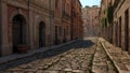 old Roman street in the past or modern times Royalty Free Stock Photo