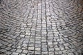 Old cobblestone street night reflection background texture Royalty Free Stock Photo