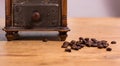 Old Coffee grinder with bean Royalty Free Stock Photo