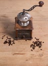 Old Coffee grinder with bean Royalty Free Stock Photo