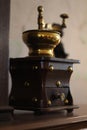 Old Coffee Grinder and shadow stock photo. Antique stock photo. Vintage Coffee. Royalty Free Stock Photo