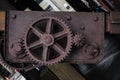 Old cogwheel in old antique machinery at Docklands.