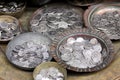 Old coins at a flea market