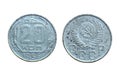 Old coins of Soviet Union Communist Russia 20 kopeks 1956