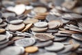 Old coins, Turkish lira and other money, set in bulk, selective focus Royalty Free Stock Photo