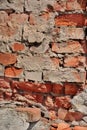 Old collapsing brick wall close up Royalty Free Stock Photo