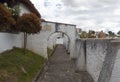 An old colonial arc peatonal street in middle of Guatavita town