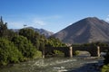 Old colonial stone bridge over the river MaraÃ±on in Huanuco - PERU