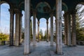 Old colonnade in an abandoned palace. Former sanatorium Medea in Tskaltubo Royalty Free Stock Photo