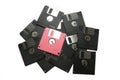 Old colored computer floppy disks isolated on white background. Royalty Free Stock Photo