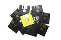 Old colored computer floppy disks isolated on white background. Royalty Free Stock Photo