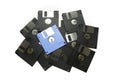 Old colored computer floppy disks isolated on white background. Royalty Free Stock Photo