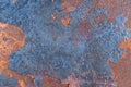 Old colored obsolete metal rusty texture steel blue and brown background Royalty Free Stock Photo