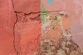 Old colored worn weathered concrete peeling plaster wall texture background