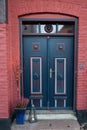 Old Colorful Blue Door in Ribe, Denmark Royalty Free Stock Photo