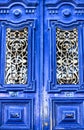 Old colorful blue wooden door in Lisbon Royalty Free Stock Photo