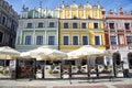 Old colorful buildings. Historical Great Market Square in Zamosc