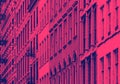 Old colorful buildings in SOHO Manhattan, New York City with pink and blue duotone colors Royalty Free Stock Photo